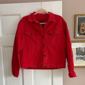 Vintage GAP Womens Red Jean Jacket